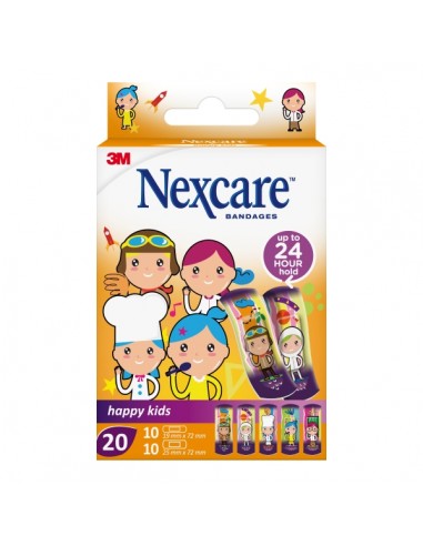 Nexcare Happy Kids Professions Pack de 20 Apositos Surtidos - Transpirables - para Pieles Delicadas - Color Estampado Infantil