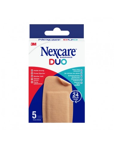 Nexcare Duo Pack de 5 Apositos Surtidos - Transpirables - Resistente al Agua - Retirada Sin Dolor - Color Piel