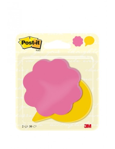 Post-It Pack de 2 Blocs de 30 Notas Forma Troquelada Flor - 72.5x72.5mm - 100-PEFC - Colores Surtidos