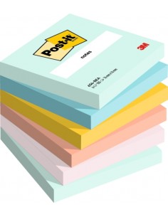 Post-It Pack de 6 Blocs de 100 Notas Adhesivas Reposicionables - Forma Cuadrada - 76x76mm - Colores Surtidos