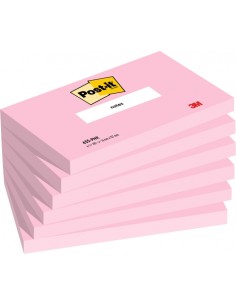 Post-It Pack de 6 Blocs de 100 Notas Adhesivas Reposicionables - Forma Rectangular - 76x127mm - Color Rosa