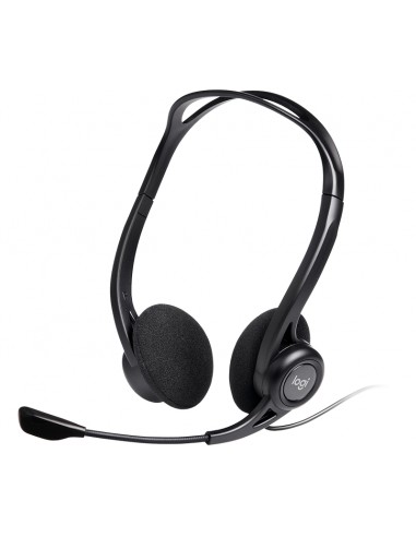 Logitech 960 Auriculares con Microfono USB - Microfono Plegable y Flexible - Controles en Cable - Cable de 2.40m - Color Negro