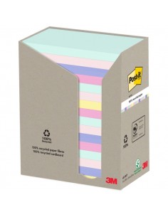 Post-It Pack de 16 Blocs de 100 Notas Adhesivas Recicladas - Forma Rectangular - 127x76mm - Colores Surtidos