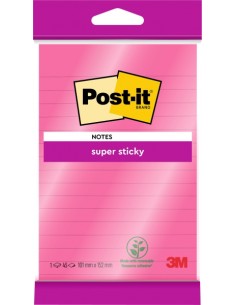 Post-It Super Sticky Bloc de 45 Notas Adhesivas Reposicionables - Forma Rectangular - 101x152mm - Color Rosa