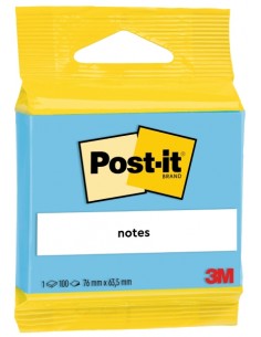 Post-It Bloc de 100 Notas Adhesivas Reposicionables - Forma Rectangular - 63.5x76mm - Color Azul