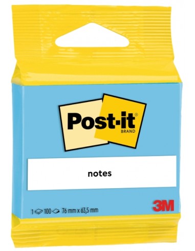 Post-It Bloc de 100 Notas Adhesivas Reposicionables - Forma Rectangular - 63.5x76mm - Color Azul