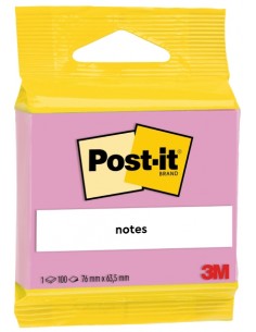 Post-It Bloc de 100 Notas Adhesivas Reposicionables - Forma Rectangular - 63.5x76mm - Color Rosa