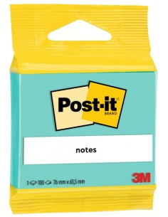 Post-It Bloc de 100 Notas Adhesivas Reposicionables - Forma Rectangular - 63.5x76mm - Color Verde