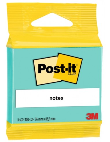 Post-It Bloc de 100 Notas Adhesivas Reposicionables - Forma Rectangular - 63.5x76mm - Color Verde