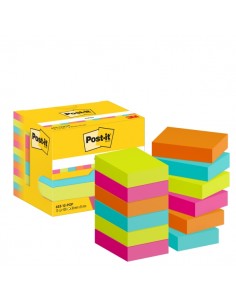 Post-It Pack de 12 Blocs de 100 Notas Adhesivas Reposicionables - Forma Rectangular - 38x51mm - Colores Surtidos