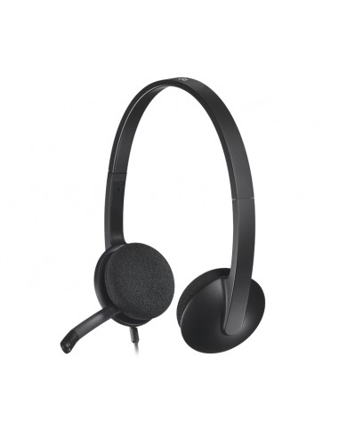 Logitech H340 Auriculares con Microfono USB - Microfono Plegable - Diadema Ajustable - Almohadillas Acolchadas - Cable de