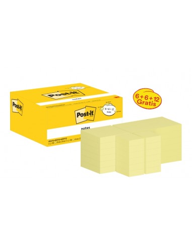 Post-It Pack de 24 Blocs de 100 Notas Adhesivas Reposicionables - Forma - 51x38mm - Color Amarillo Claro