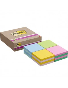 Post-It Super Sticky Pack de 16 Blocs de 90 Notas Adhesivas Reposicionables - Forma Cuadrada - 76x76mm - en Zig-Zag - Colores