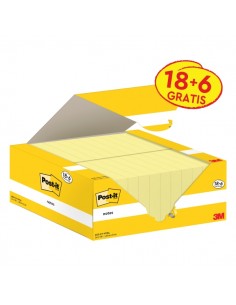 Post-It Pack de 24 Blocs de 100 - Forma Rectangular - 38x51mm - Color Amarillo Claro