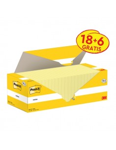 Post-It Pack de 24 Blocs de 100 - Forma Rectangular - 76x127mm - Color Amarillo Claro
