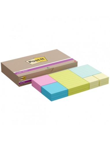 Post-It Super Sticky Pack de 18 Blocs de 90 Notas Adhesivas Reposicionables - Colores Surtidos