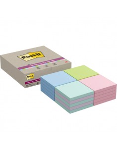 Post-It Super Sticky Pack de 20 Blocs de 70 Notas Adhesivas Recicladas - Forma Cuadrada - 76x76mm - Colores Surtidos