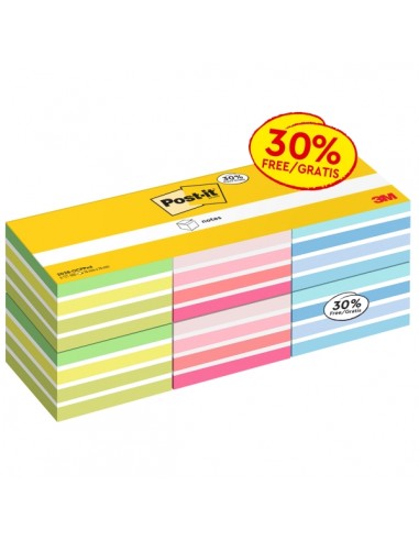 Post-It Pack de 6 Cubos de 450 Notas Adhesivas Reposicionables - Forma Cuadrada - Colores Surtidos