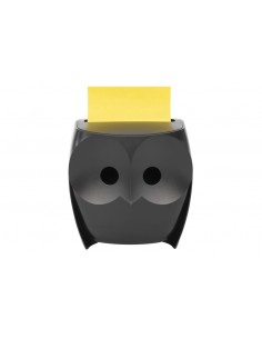 Post-It Super Sticky Dispensador con 2 Blocs de 45 Z-Notas - Forma de Buho - Forma - Color Negro