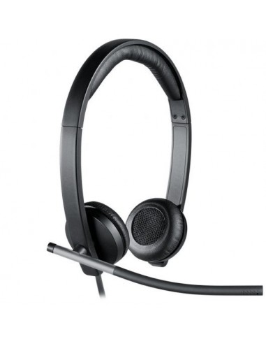 Logitech H650E Auriculares con Microfono USB - Microfono Plegable - Almohadillas Acolchadas - Controles en Cable - Color Negro