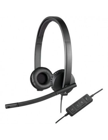 Logitech H570E Auriculares con Microfono USB - Microfono Plegable - Diadema Ajustable - Almohadillas Acolchadas - Controles