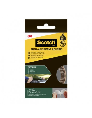 Scotch Cierres Adhesivos Reposicionables - 25mm x 1.2m - Uso en Exterior - Color Transparente