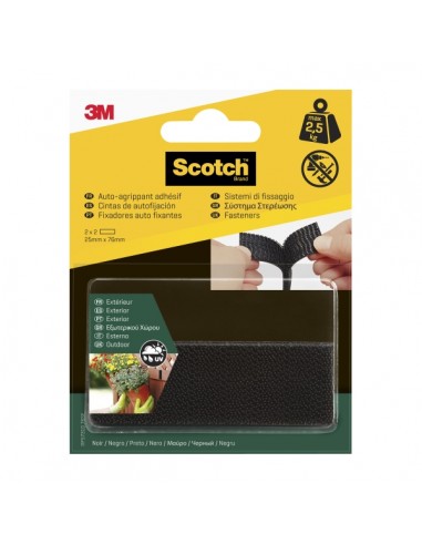 Scotch Pack de 2 Cierres Adhesivos Reposicionables - 25x76mm - Uso en Exterior - Color Negro