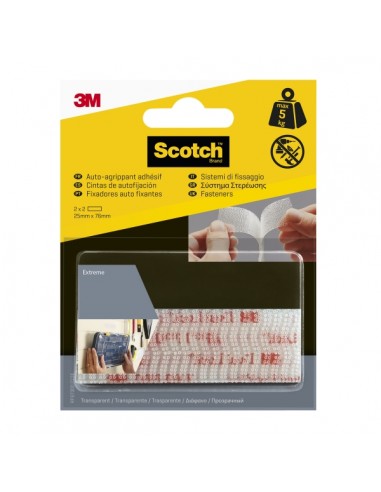 Scotch Extreme Pack de 2 Cierres Adhesivos Reposicionables - 25x75mm - Color Transparente