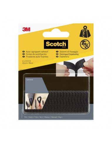 Scotch Extreme Pack de 2 Cierres Adhesivos Reposicionables - 25x75mm - Color Negro