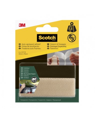 Scotch Pack de 2 Cierres Adhesivos Reposicionables - 25x76mm - Uso en Exterior - Color Transparente