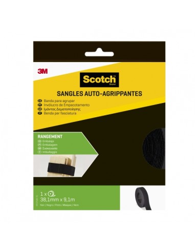Scotch Tiras Organizadoras de Cable - 38mm x 9m - Reutilizable - Color Negro