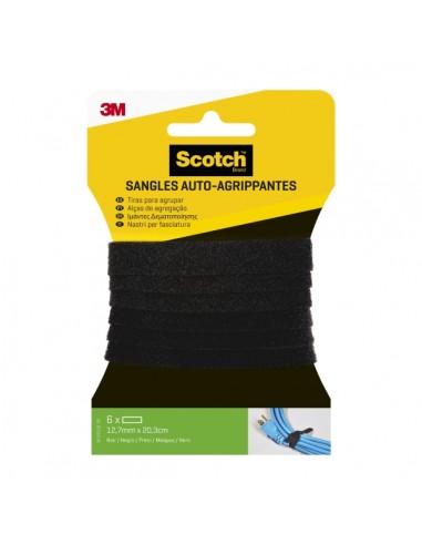 Scotch Pack de 6 Tiras Organizadoras de Cable - 12.7mm x 20.3cm - Color Negro