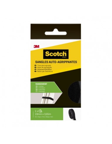 Scotch Tiras Organizadoras de Cable - 19mm x 3.6m - Color Negro