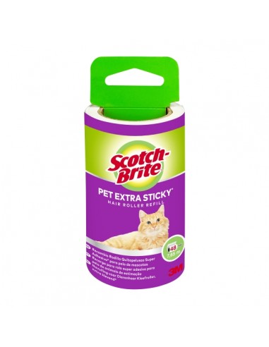 Scotch-Brite Pet Extra Sticky Recambio para Rodillo Quitapelusas Adhesivo - 48 Hojas - Color Blanco