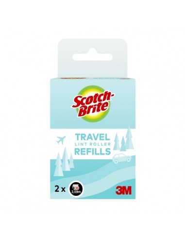 Scotch-Brite Recambios del Pack de 2 Rodillos Quitapelusas de Viaje - 30 Hojas por Rodillo - Color Negro