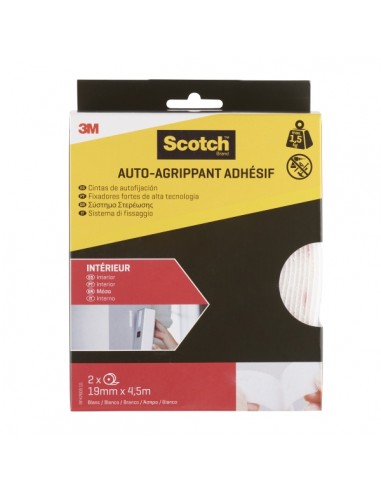 Scotch Cierres Adhesivos Reposicionables - 19mm x 4.5m - Uso en Interior - Color Blanco