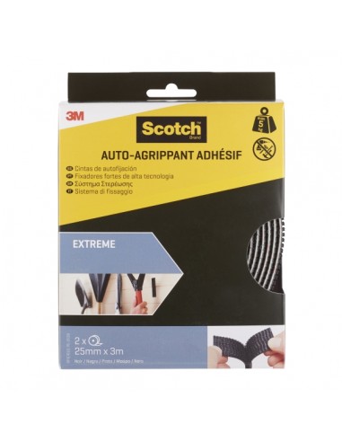 Scotch Extreme Cierres Adhesivos Reposicionables - 25mm x 3m - Color Negro
