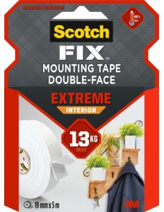 Scotch-Fix Cinta de Montaje para Interior Extremo de Doble Cara - 19mm x 5m - Color Blanco