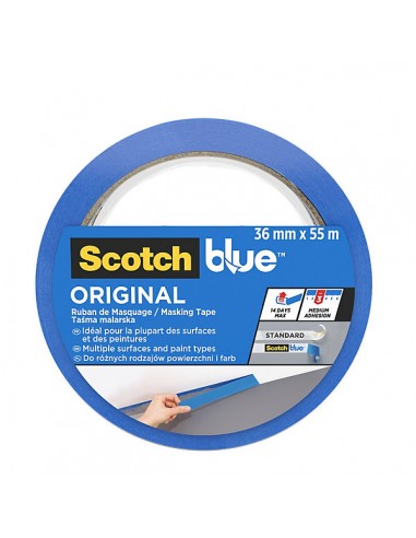Scotchblue Expositor Dispensador de 32 Rollos de Cinta de Enmascarar - 36mm x 55m - Multisuperficie - Color Azul