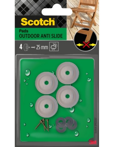 Scotch Pack de 4 Almohadillas Antideslizantes para Artornillar - Uso en Exterior - 25mm - Color Transparente
