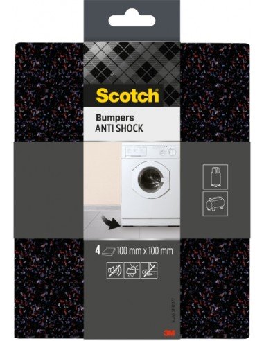 Scotch Pack de 4 Almohadillas Protectoras Antichoque - 100x100mm - Color Negro