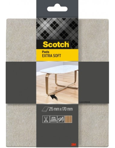 Scotch Almohadilla de Fieltro Adhesiva - Extra Suaves - 215Â  x 170mm - Color Gris