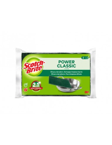 Scotch-Brite Classic Pack de 2 Estropajos de Cocina - Color Verde Oscuro