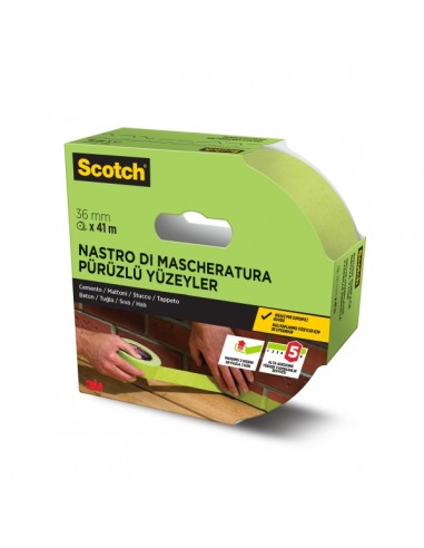 Scotch Cinta de Enmascarar - 36mm x 41m - Certificado PEFC - Superficies Rugosas - Color Verde