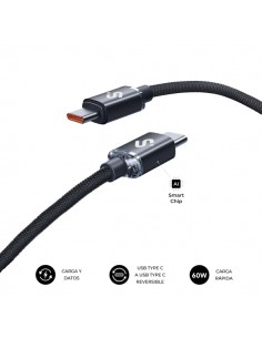 Subblim Cable Optimus USB-C - 60W - Nylon Trenzado - 480Mbps - 1 Metro - Color Negro