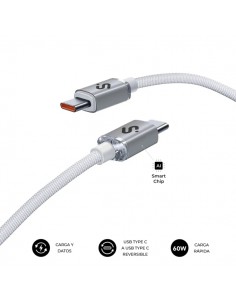 Subblim Cable Optimus USB-C - 60W - Nylon Trenzado - 480Mbps - 2 Metros - Color Blanco