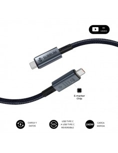 Subblim Cable High USB-C - 240W - Nylon Trenzado - 40Gbps - Chip E-Marker - 1.5 Metros - Color Negro