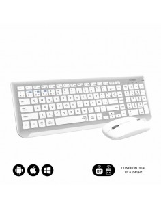 Subblim Combo Dual Prestige - Teclado y Raton Inalambricos - Bluetooth y 2.4G - Funcionamiento Silencioso - Color Blanco Plata
