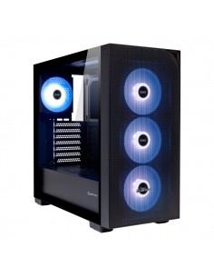 Unykach Revelat Mesh Black Caja ATX-Micro ATX-ITX - Lateral de Vidrio Templado - 3.5"-2.5" - USB-A 3.0-USB-C y Audio - 4