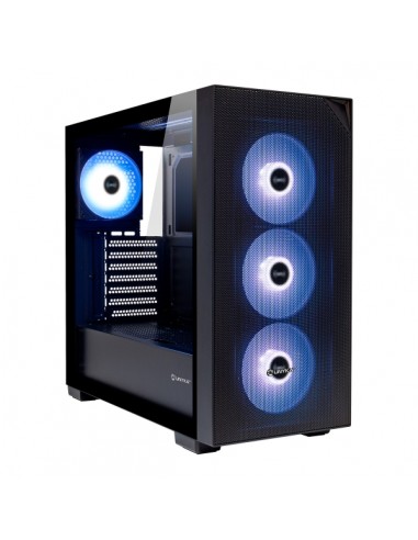 Unykach Revelat Mesh Black Caja ATX-Micro ATX-ITX - Lateral de Vidrio Templado - 3.5"-2.5" - USB-A 3.0-USB-C y Audio - 4